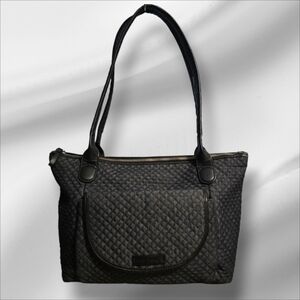 Vera Bradley Carson East West Denim Navy Blue Quilted Shoulder Bag